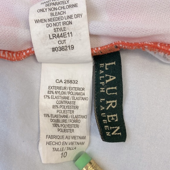 Lauren Ralph Lauren orange and white striped swimsuit - Picture 6 of 6